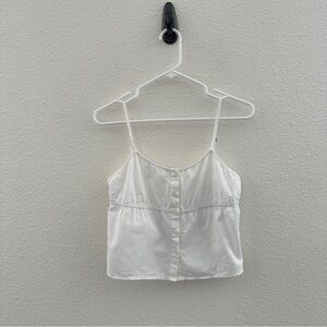 Brandy Melville White Button-Up‎ Women's Tank Top Cropped Cami S-M